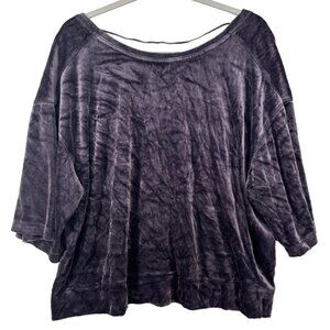 We the Free Womens Top Sz M Valerie Crushed Velvet Plum Purple SS Scoop Back